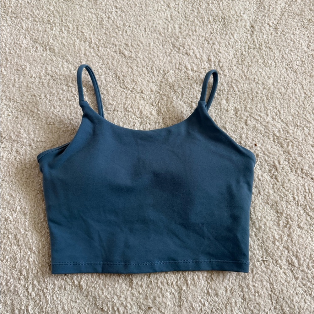 PARAGON Teal Slim-Strap Cropped Tank